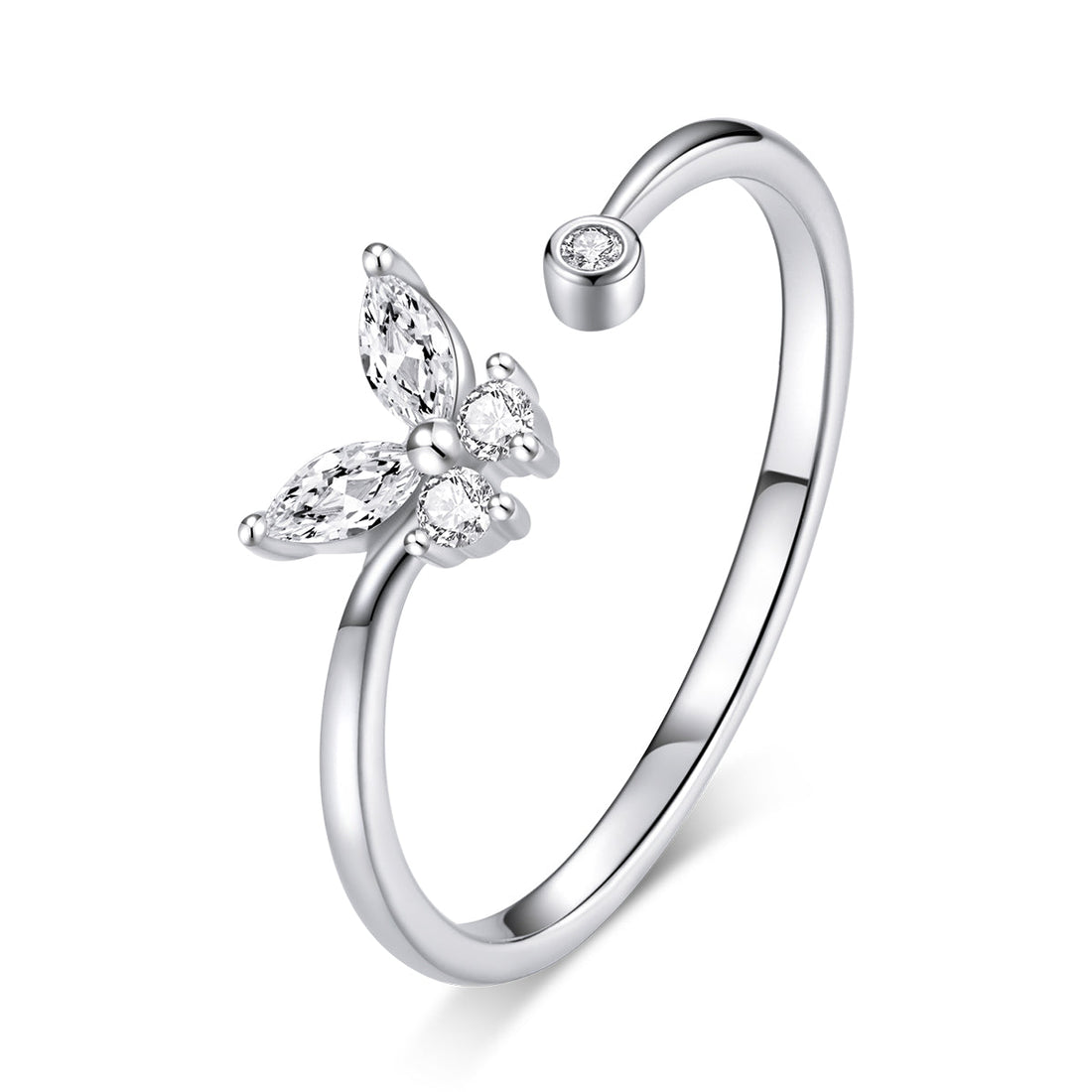 925 Sterling Silver Ring with Pavé Setting CZ, Butterfly Design, 0.6cm for Women  DestGlow