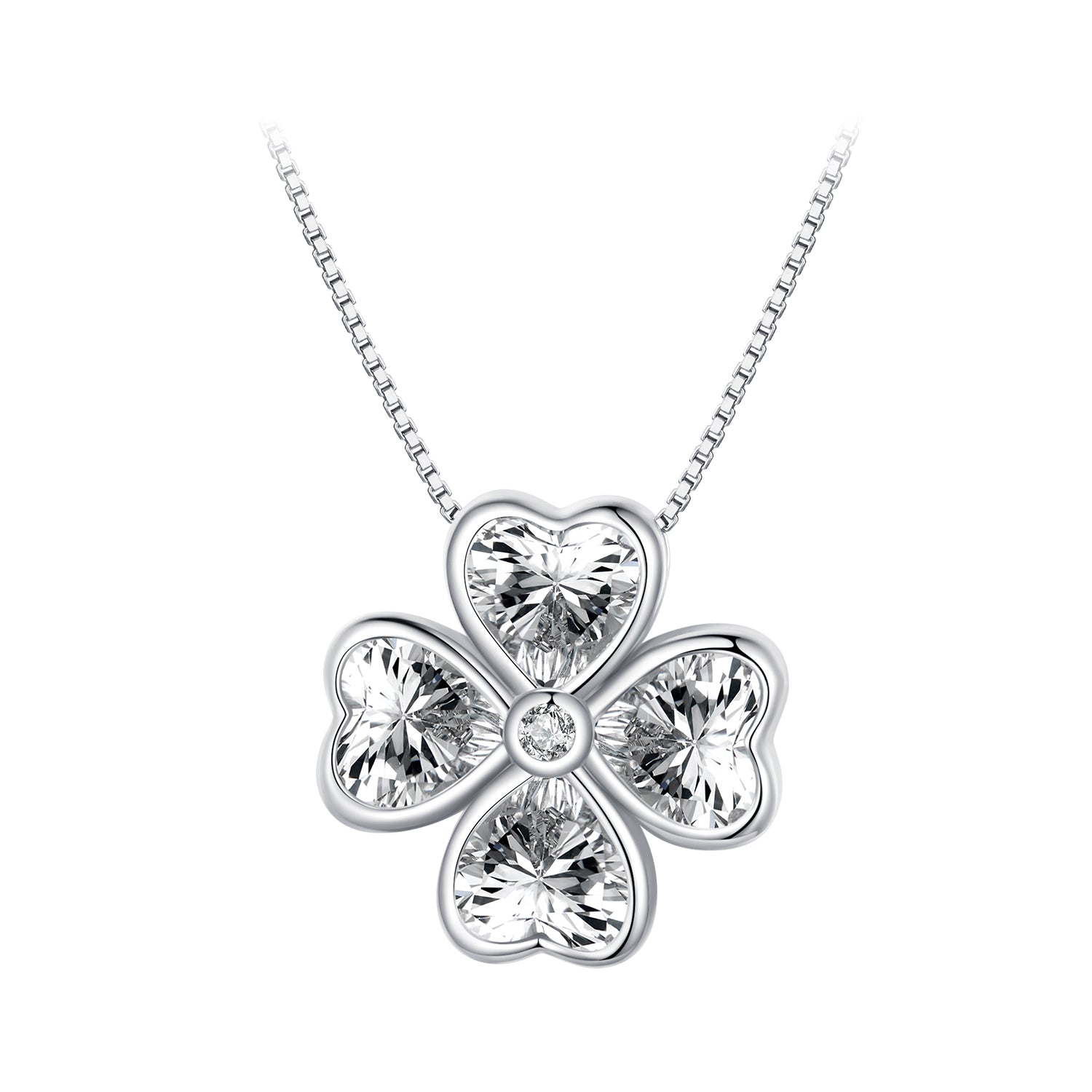 S925 Sterling Silver Pendant Necklace with Pavé Setting CZ in Platinum for Women  DestGlow