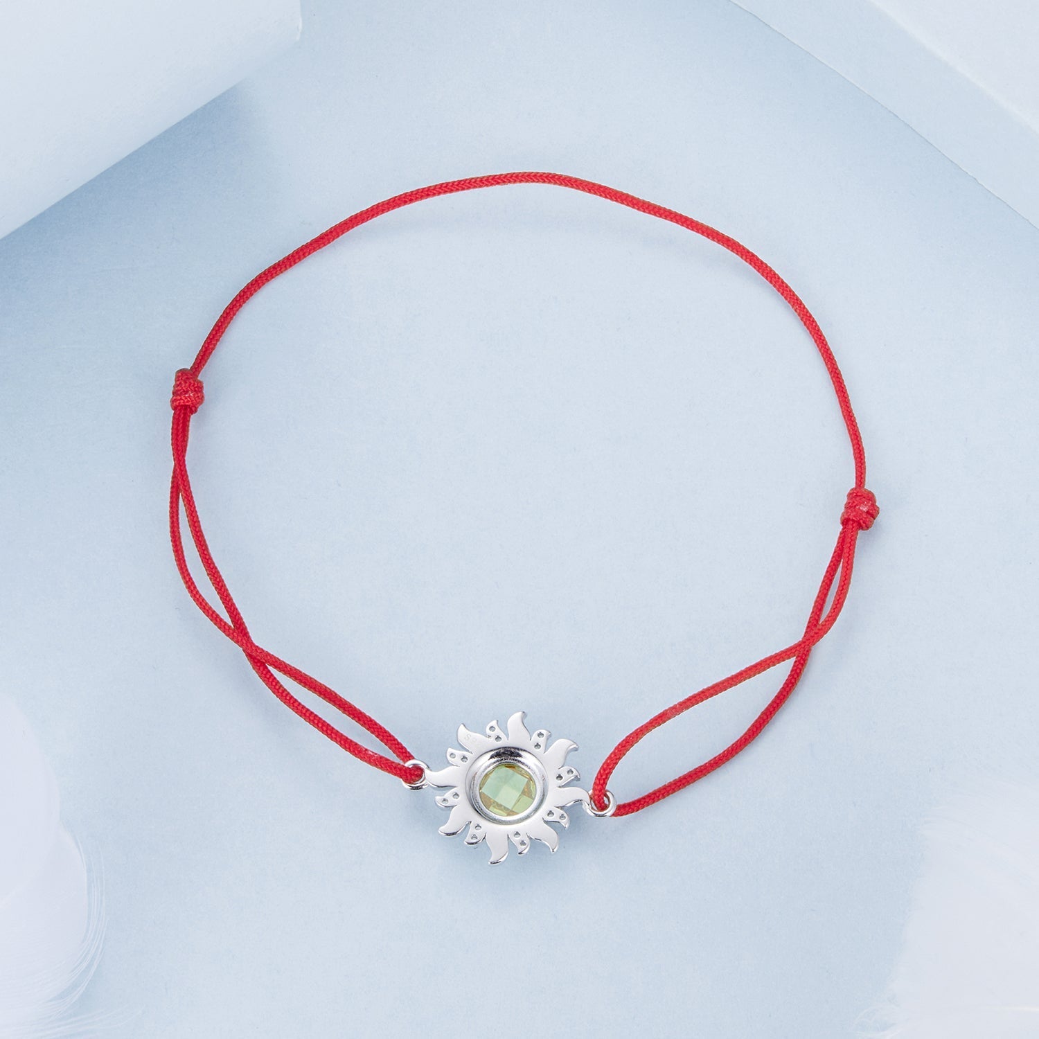 925 Sterling Silver Adjustable Length Bracelet with CZ and Glass Pendant for Women  DestGlow
