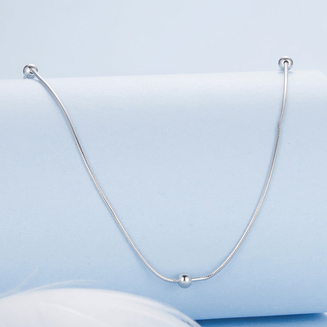 925 Sterling Silver Necklace with White Gold Plating, Length 40+5cm, Chain Thickness 0.08cm, for Women  DestGlow