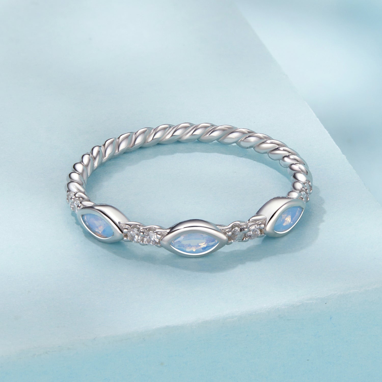 925 Sterling Silver Synthetic Opal White Gold Plated Ring Size 6 for Women  DestGlow