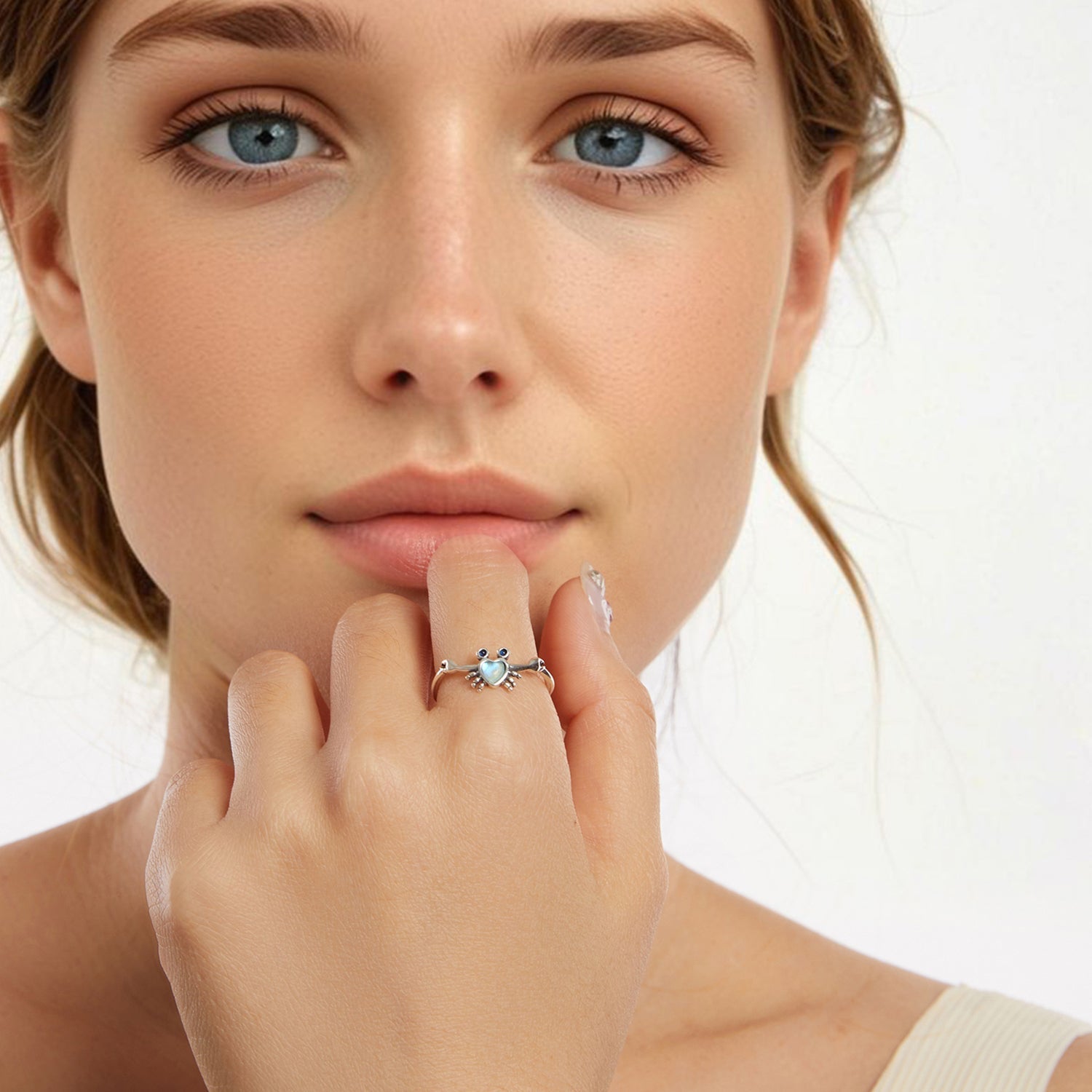 925 Sterling Silver Moonstone and Synthetic Spinel Ring for Women  DestGlow