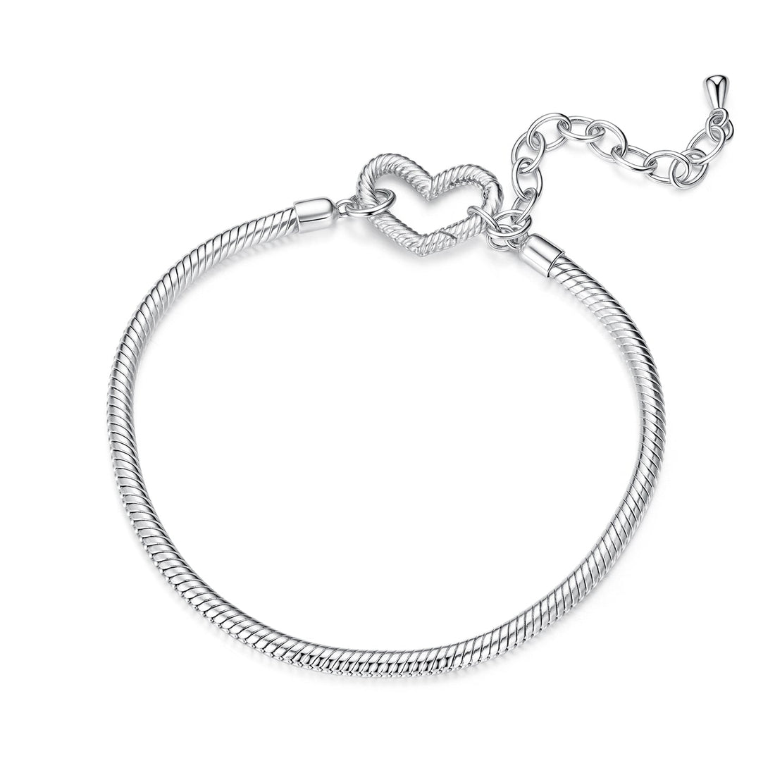 925 Sterling Silver Plated White Gold Bracelet - Adjustable 17+5cm  DestGlow