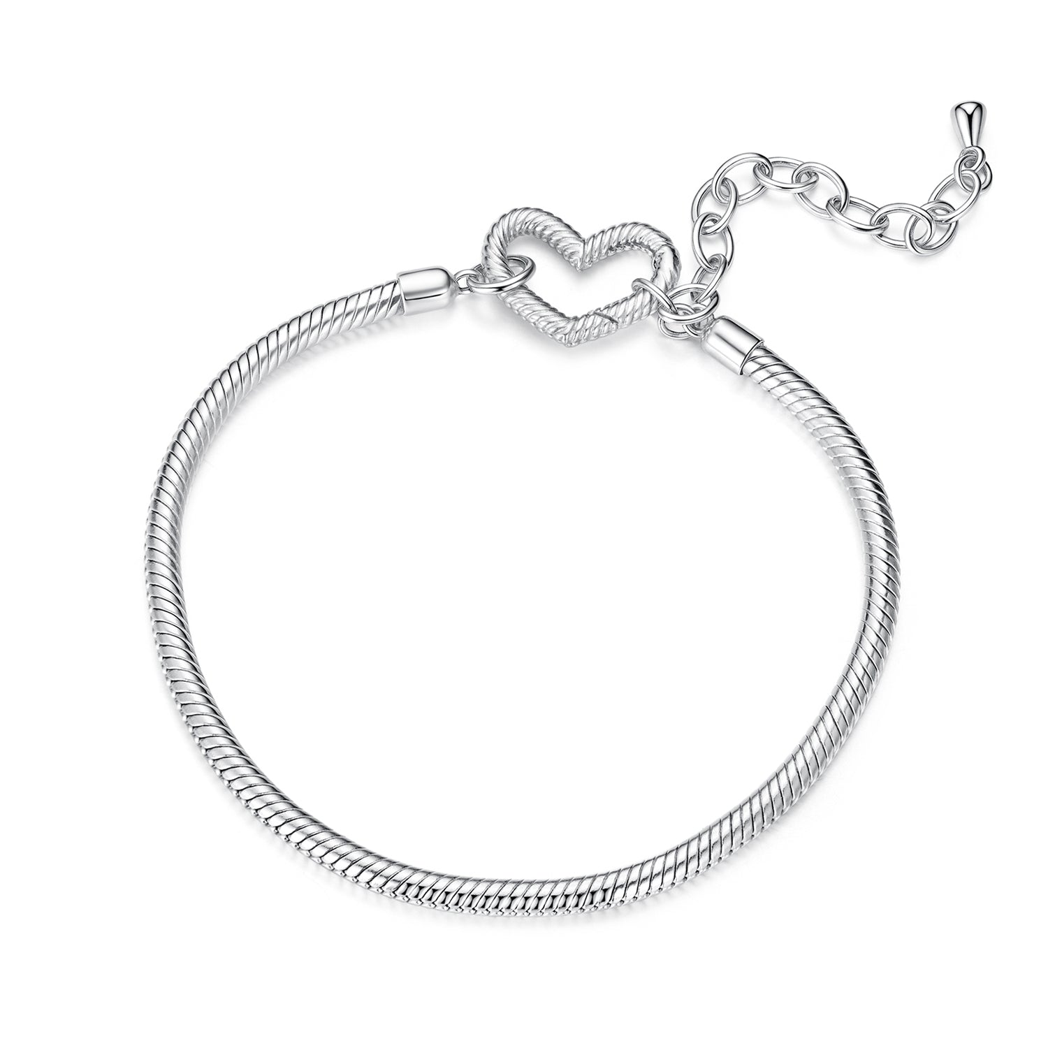 925 Sterling Silver Plated White Gold Bracelet - Adjustable 17+5cm  DestGlow