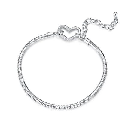 925 Sterling Silver Plated White Gold Bracelet - Adjustable 17+5cm  DestGlow