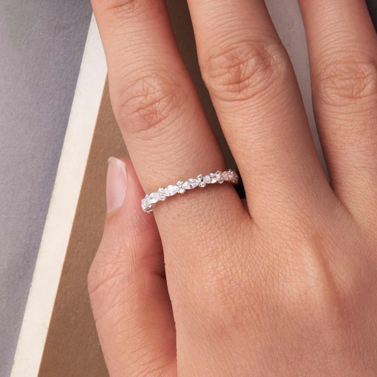 925 Sterling Silver White Gold Plated 0.26cm CZ Ring Size 6.0 for Women  DestGlow