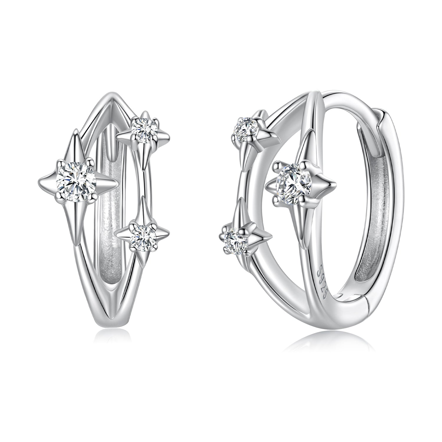 925 Sterling Silver Earrings with Pavé Setting CZ in White Gold for Women  DestGlow