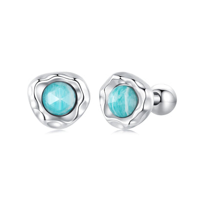 925 Sterling Silver Amazonite Earrings 0.55cm Plated White Gold for Women  DestGlow