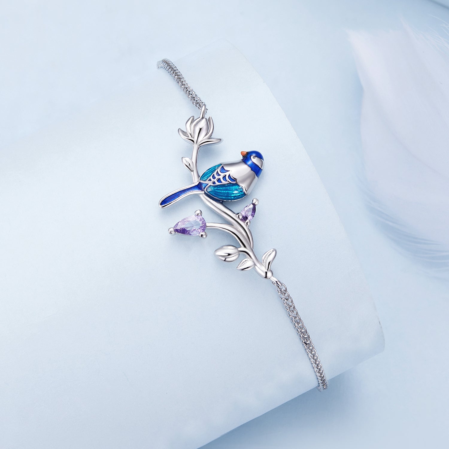 925 Sterling Silver Enamel Bracelet with Pavé Setting CZ  DestGlow