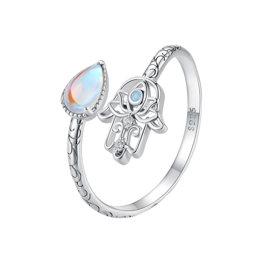 925 Sterling Silver Opal Nanometer Stone Platinum Plated Ring  DestGlow