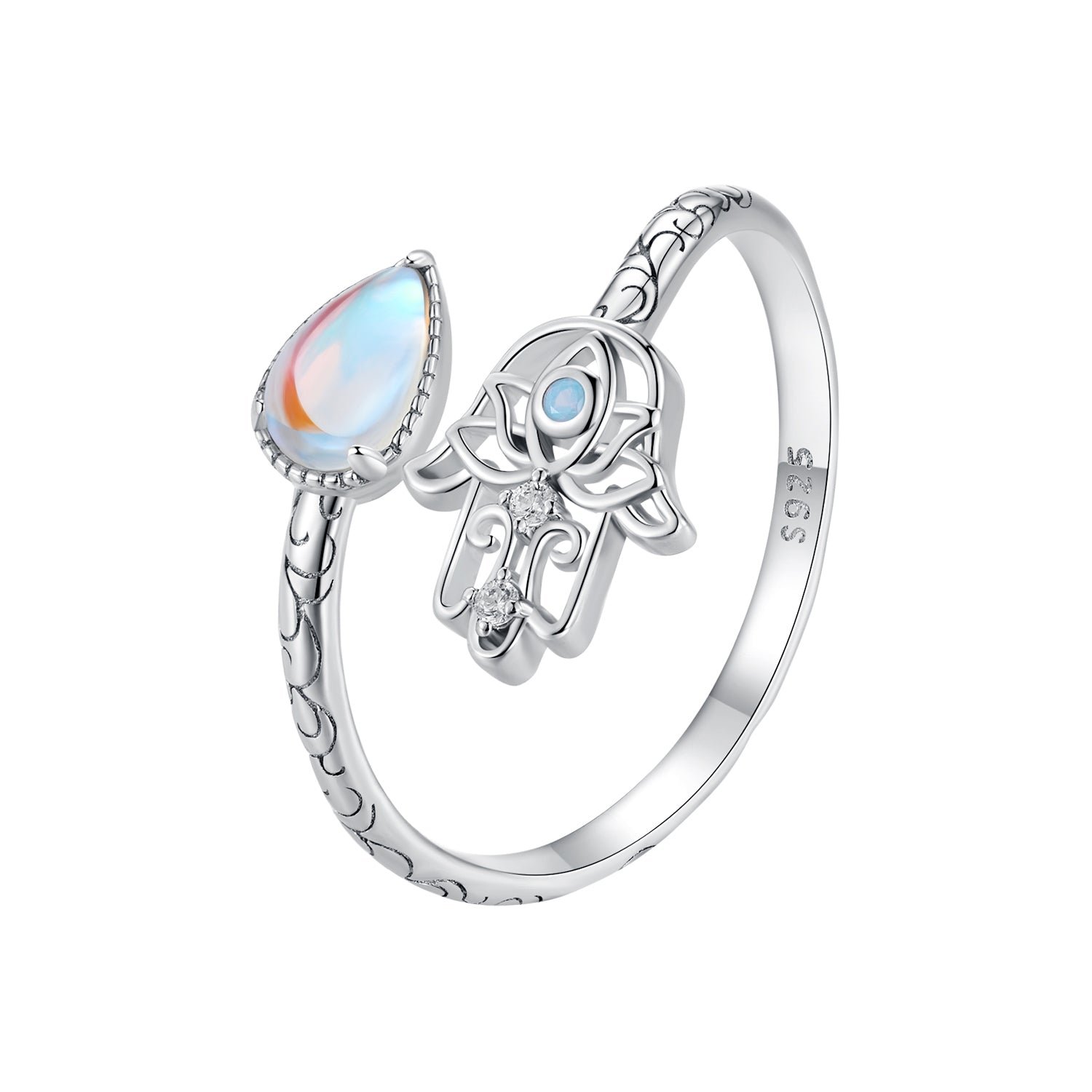 925 Sterling Silver Opal Nanometer Stone Platinum Plated Ring  DestGlow