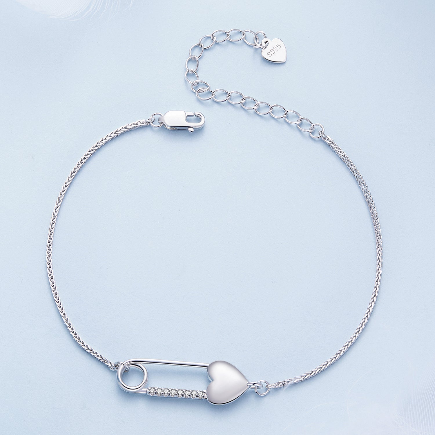 925 Sterling Silver Bracelet with CZ Pendant - 160mm Length and 8x26mm Pendant Size for Women  DestGlow