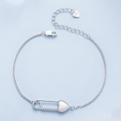 925 Sterling Silver Bracelet with CZ Pendant - 160mm Length and 8x26mm Pendant Size for Women  DestGlow
