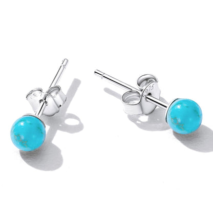 925 Sterling Silver Turquoise Earrings 0.4cm for Women  DestGlow