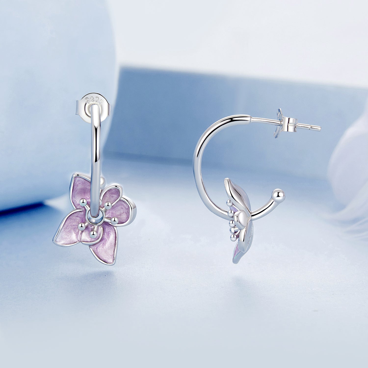 925 Sterling Silver Enamel White Gold Plated Earrings Size 20*14mm  DestGlow