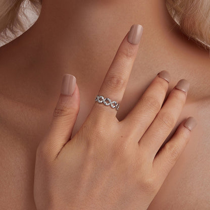 925 Sterling Silver White Gold Plated 0.6cm Ring Size 6 for Women  DestGlow