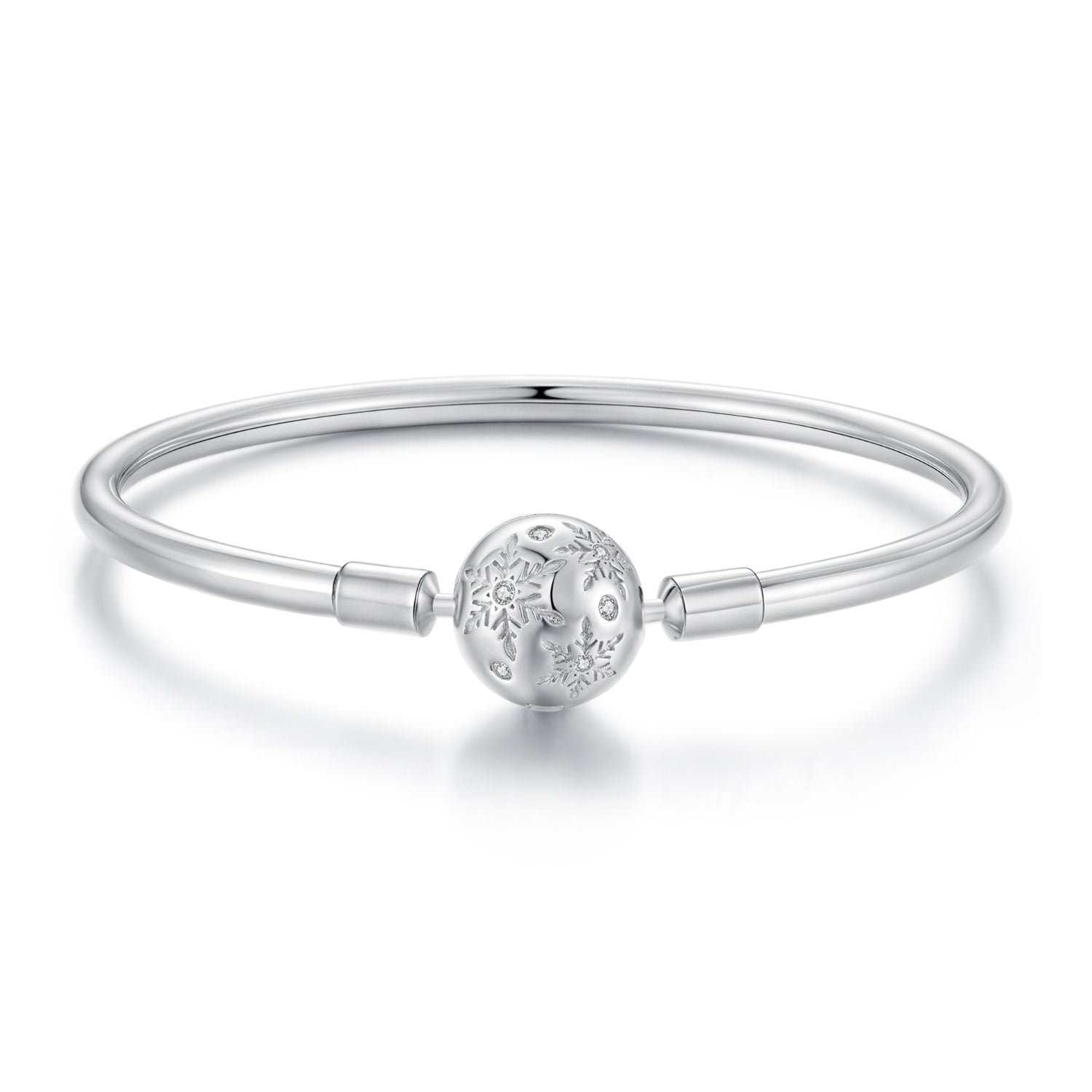 925 Sterling Silver Pavé Setting CZ Bracelet with White Gold Plating for Women - Size 17.0  DestGlow