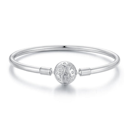 925 Sterling Silver Pavé Setting CZ Bracelet with White Gold Plating for Women - Size 17.0  DestGlow