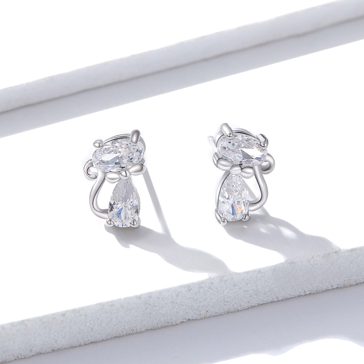 925 Sterling Silver Plated Platinum Earrings with Pavé Setting CZ for Women  DestGlow