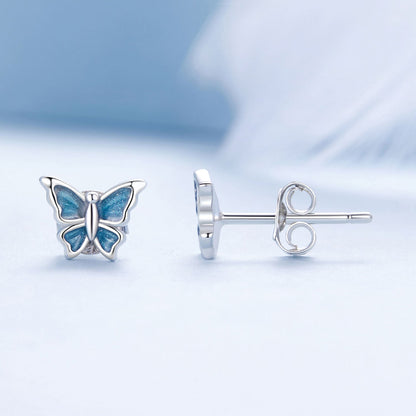 S925 Sterling Silver Earrings with Enamel Process, 6*8mm, Plated Platinum for Women  DestGlow