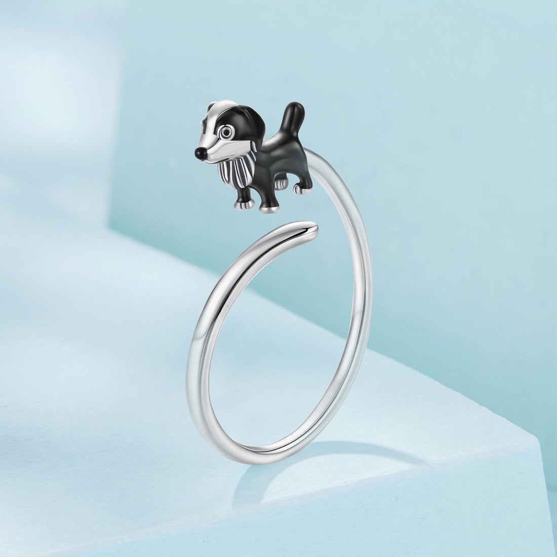 925 Sterling Silver Enamel Oxidized Silver Ring for Dogs  DestGlow