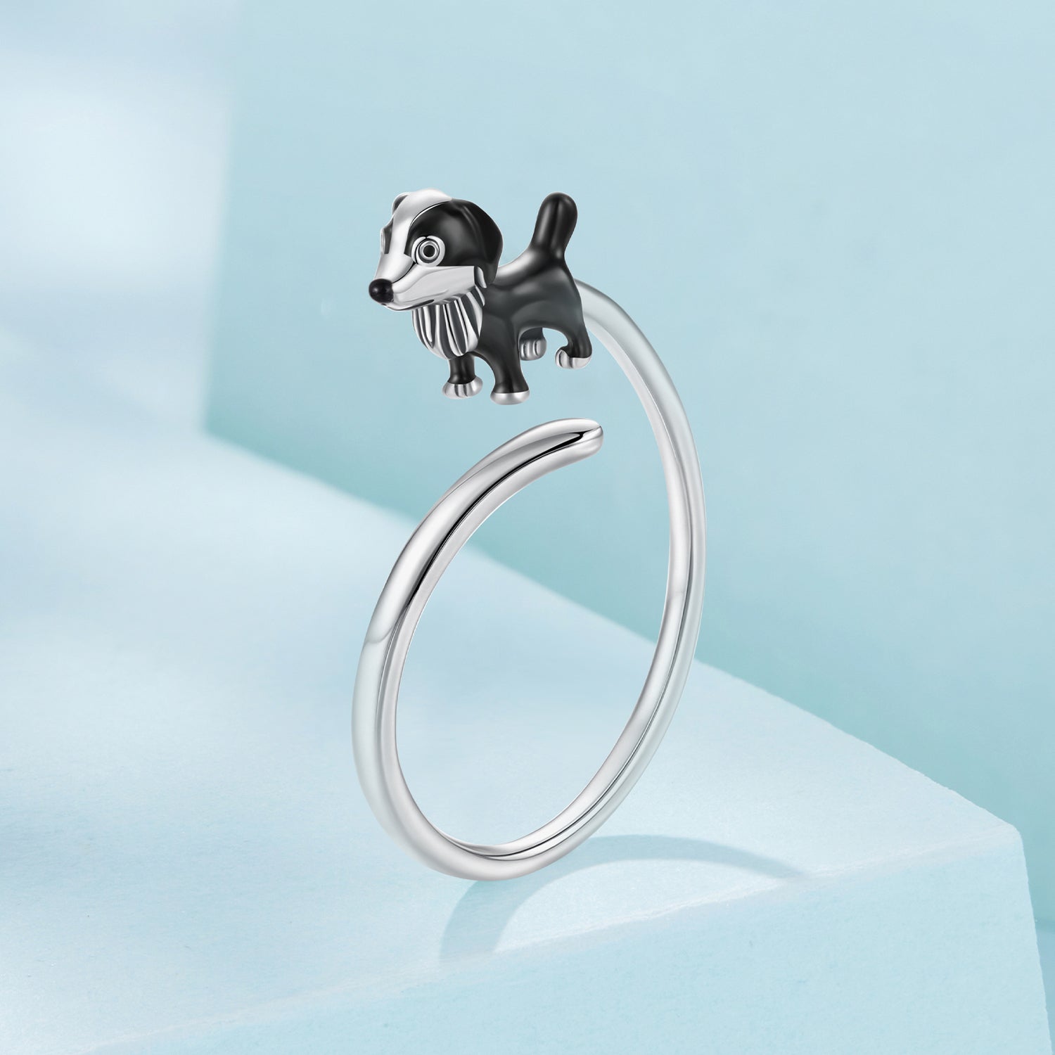 925 Sterling Silver Enamel Oxidized Silver Ring for Dogs  DestGlow