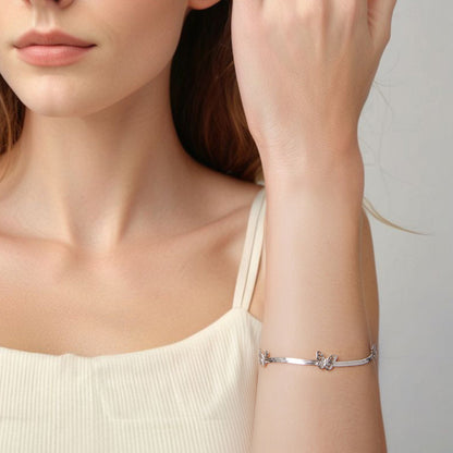 925 Sterling Silver Plated White Gold Adjustable Bracelet for Women  DestGlow