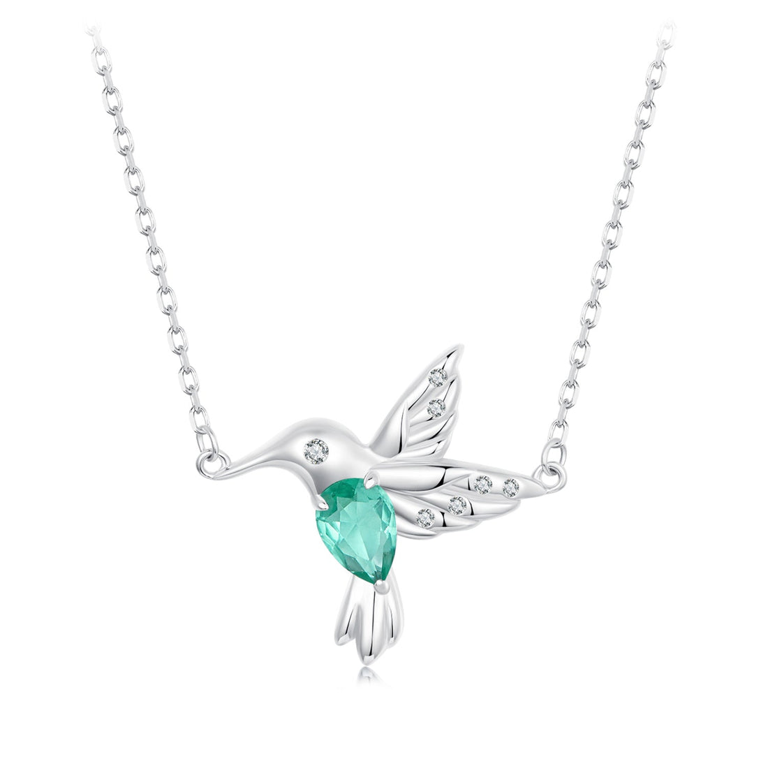 925 Sterling Silver Necklace with Transparent Glass and CZ in White Gold Plating for Women  DestGlow