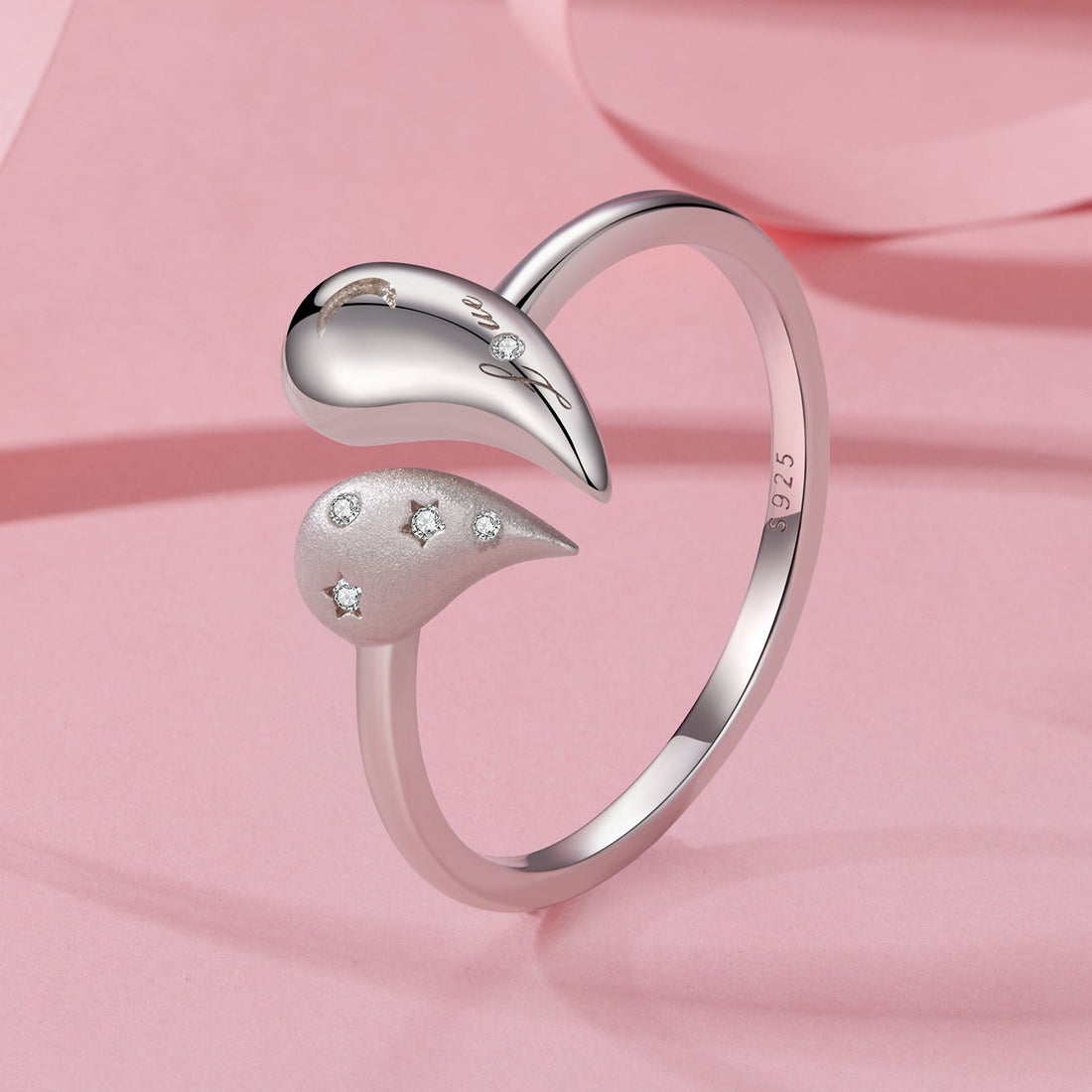 925 Sterling Silver 1.1cm White Gold Plated CZ Pendant Ring  DestGlow