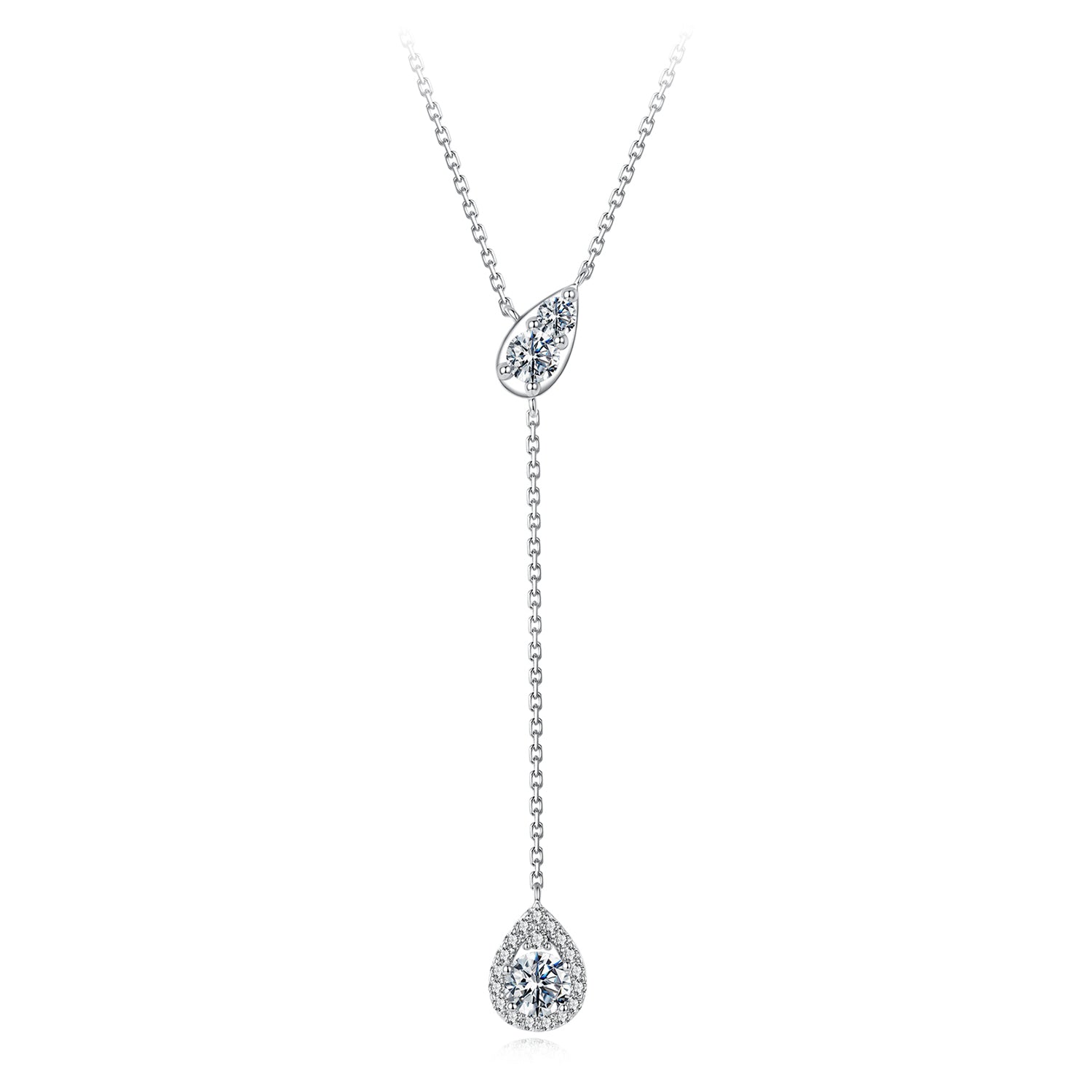 925 Sterling Silver Moissanite Necklace with 3 Stone Sizes for Women  DestGlow