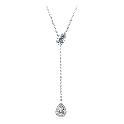 925 Sterling Silver Moissanite Necklace with 3 Stone Sizes for Women  DestGlow