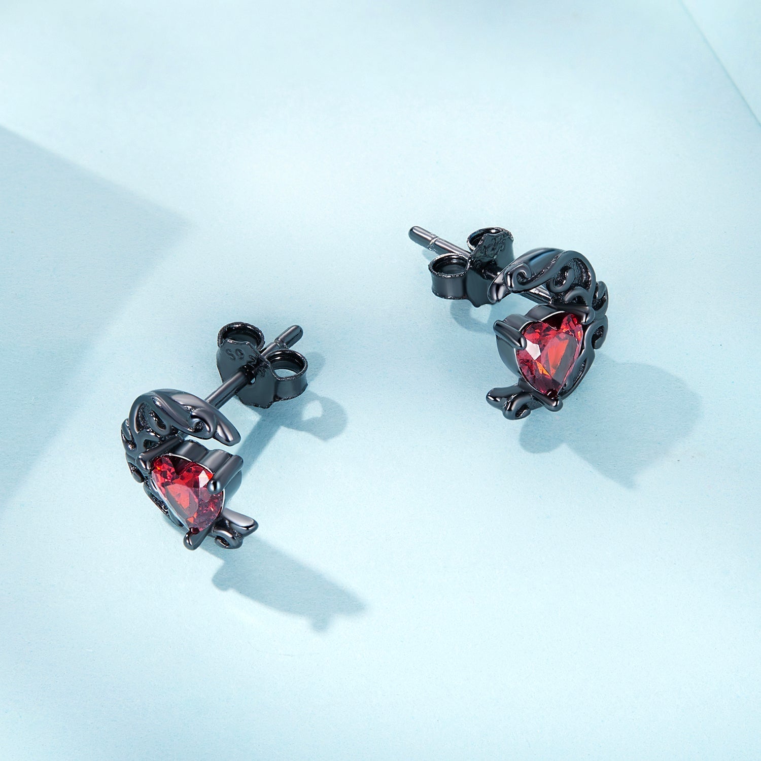 925 Sterling Silver Earrings with Pavé Setting CZ in Black Gold Plating  DestGlow