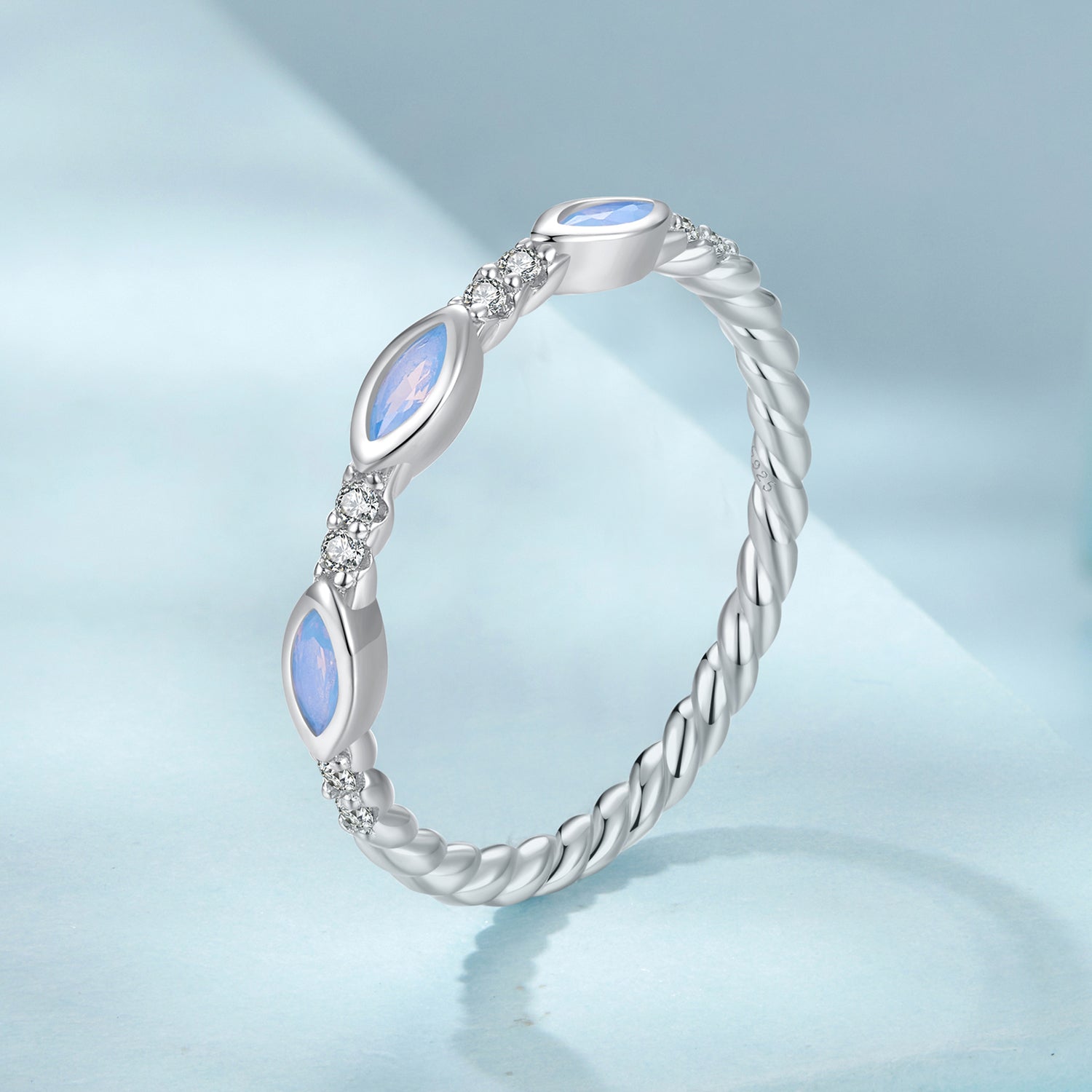 925 Sterling Silver Synthetic Opal White Gold Plated Ring Size 6 for Women  DestGlow