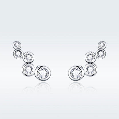 925 Sterling Silver Earrings with Pavé Setting CZ, 0.5x1.2 cm for Women  DestGlow