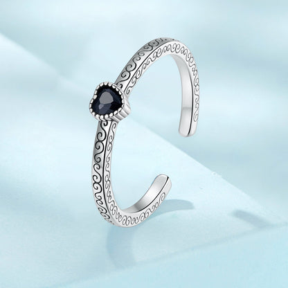 925 Sterling Silver Oxidized CZ Pavé Ring for Women  DestGlow