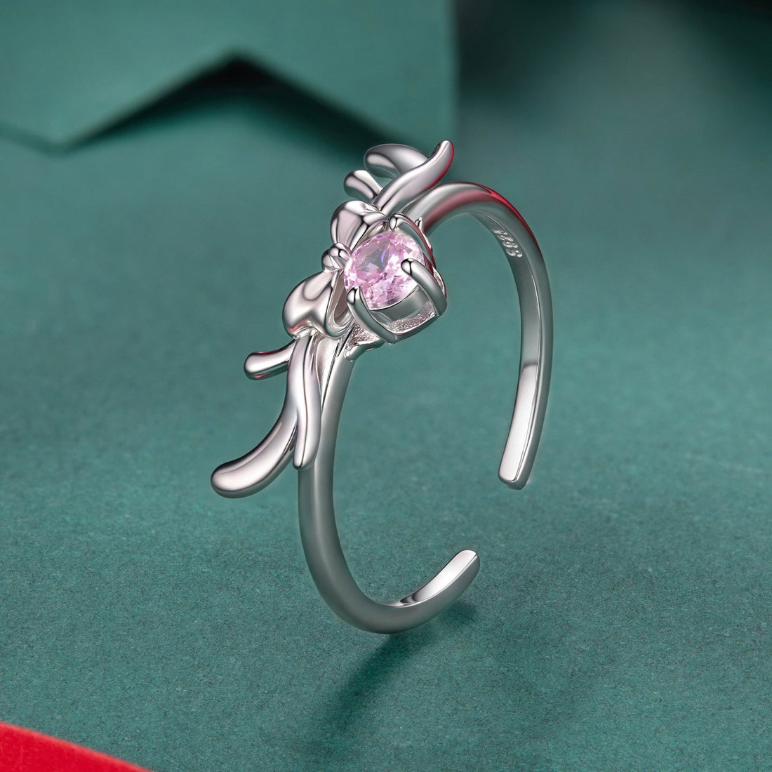 925 Sterling Silver White Gold Plated Bow-Knot Ring with CZ for Women  DestGlow