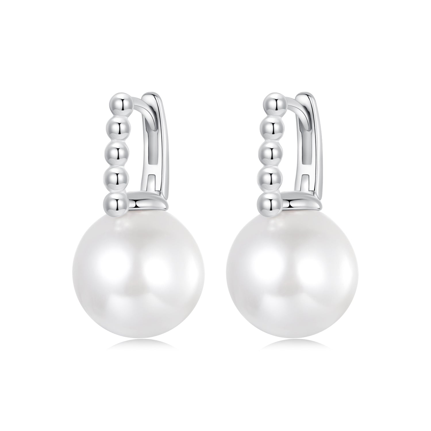 925 Sterling Silver Earrings with White Gold Plating and Shell Pearl for Women  DestGlow