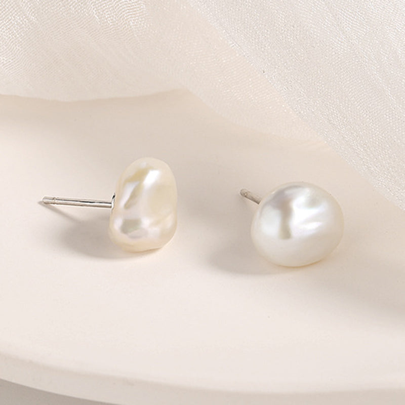 925 Sterling Silver White Gold Plated Freshwater Pearl Earrings  DestGlow