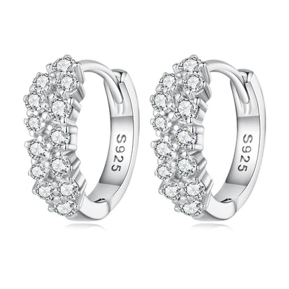 925 Sterling Silver Earrings with Pavé Setting CZ, 1.2x0.45cm, Platinum Plated for Women  DestGlow
