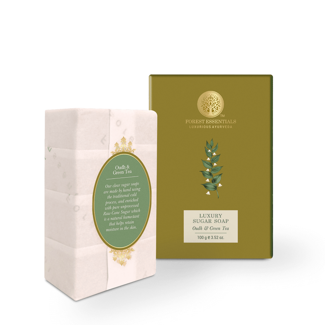 Forest Essentials Luxury Sugar Soap Oudh &amp; Green Tea