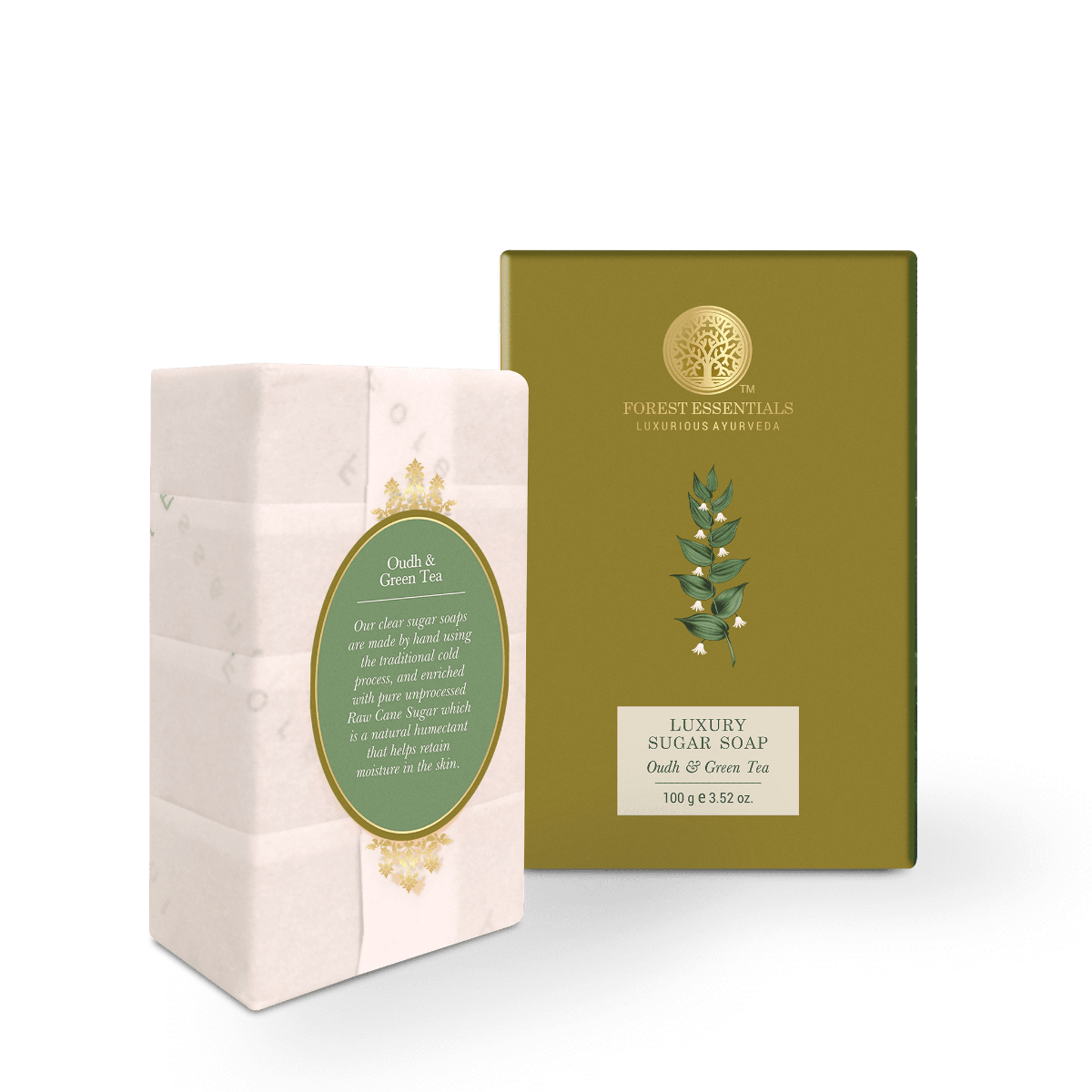 Forest Essentials Luxury Sugar Soap Oudh &amp; Green Tea