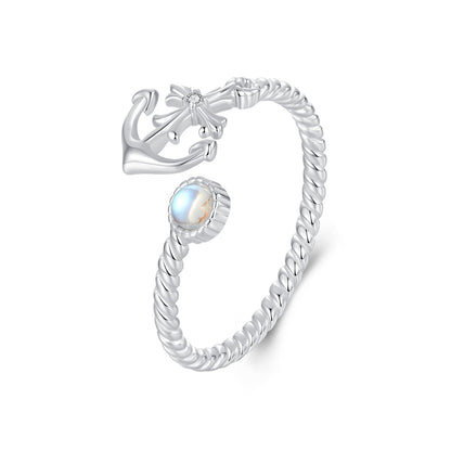 925 Sterling Silver &amp; White Gold Pave Setting Moonstone Ring for Women  DestGlow