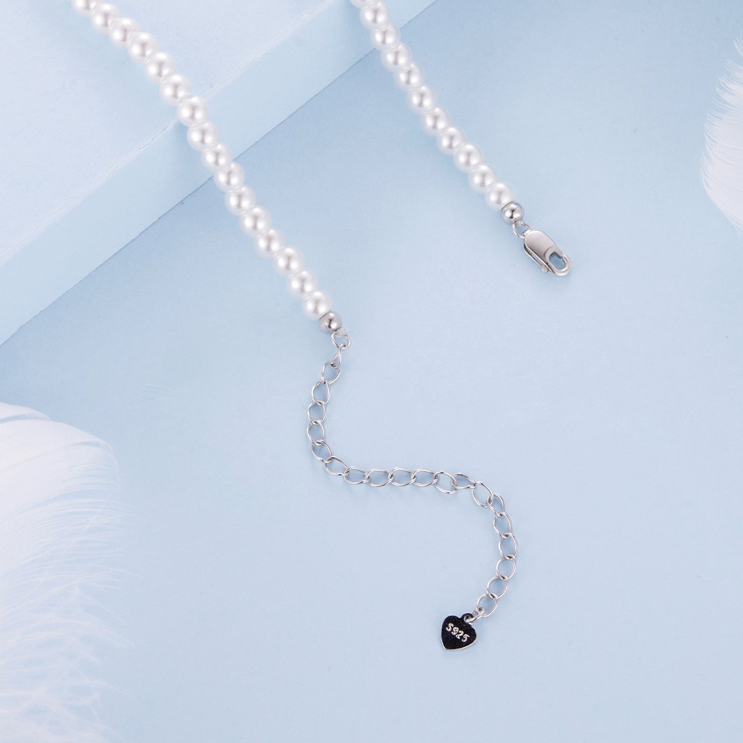 925 Sterling Silver Necklace with Pavé Setting CZ &amp; Synthetic Pearl for Women  DestGlow