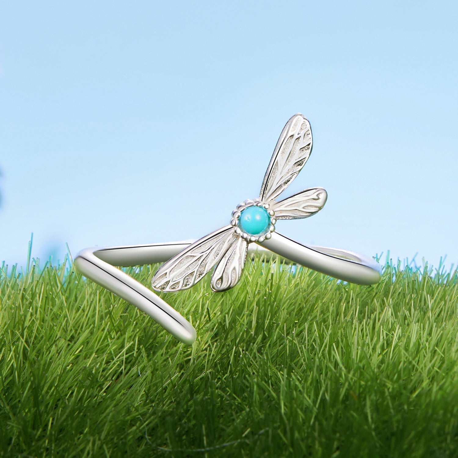 925 Sterling Silver Synthetic Turquoise Pendant 0.5*1.5cm for Women  DestGlow