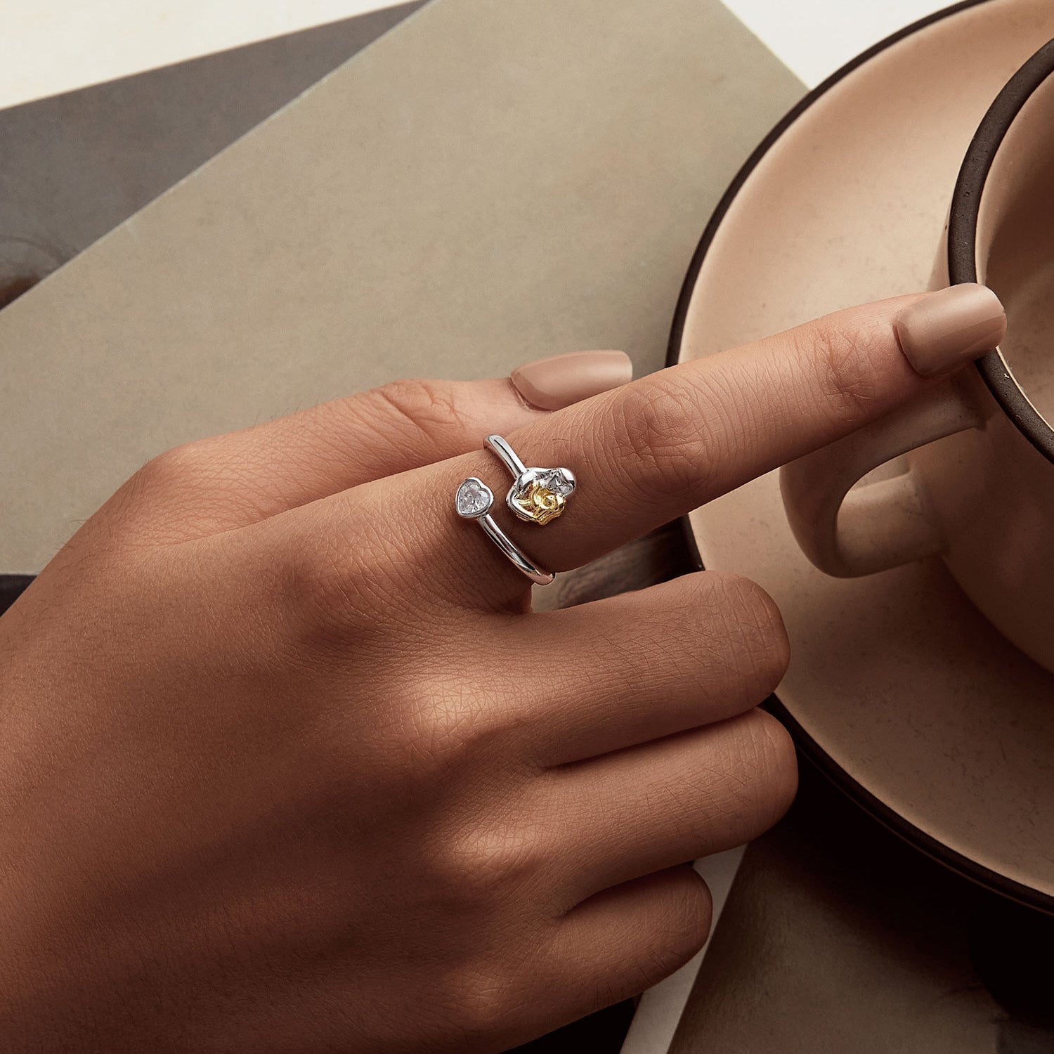 925 Sterling Silver White Gold Plated Ring with CZ - 3mm  DestGlow