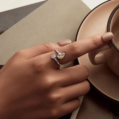 925 Sterling Silver White Gold Plated Ring with CZ - 3mm  DestGlow