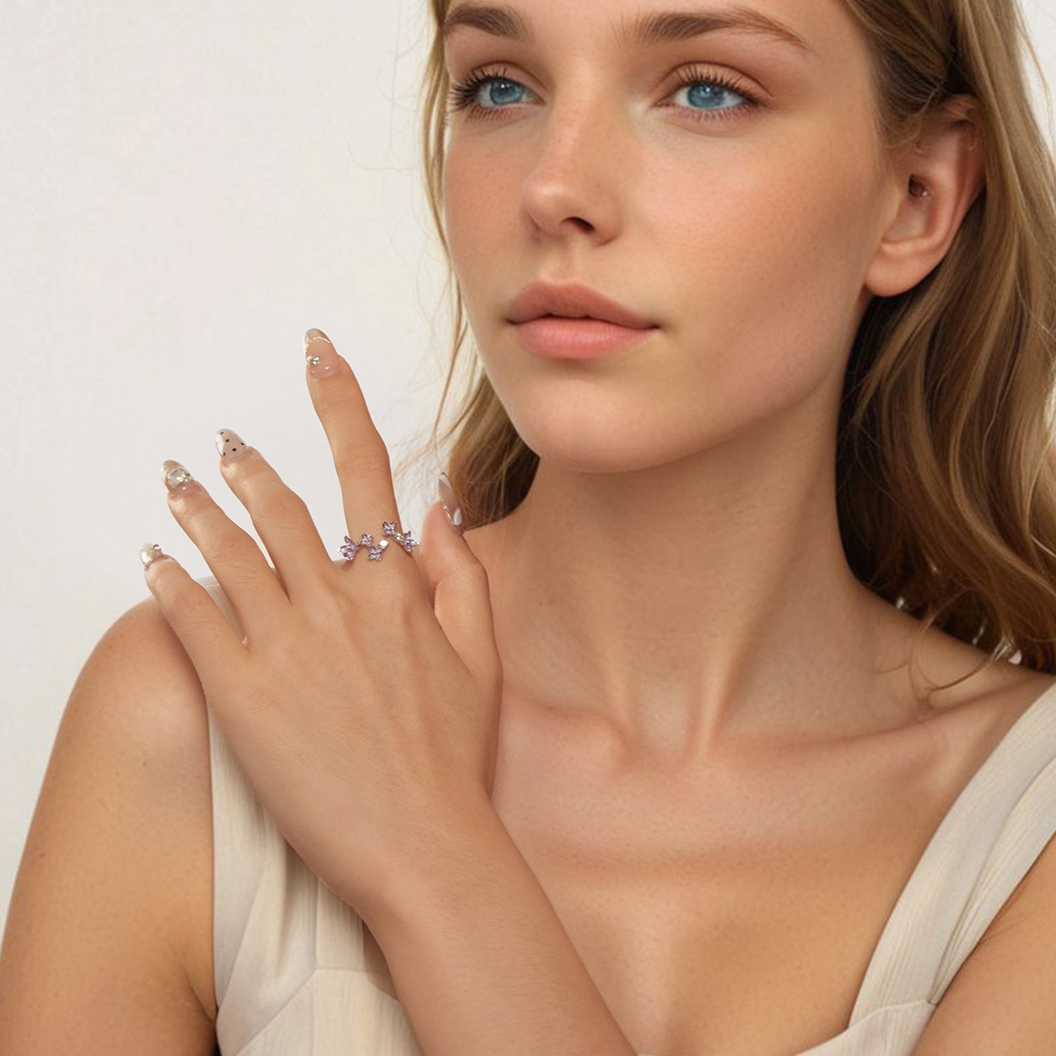 925 Sterling Silver White Gold Plated Ring with Enamel and CZ for Women  DestGlow