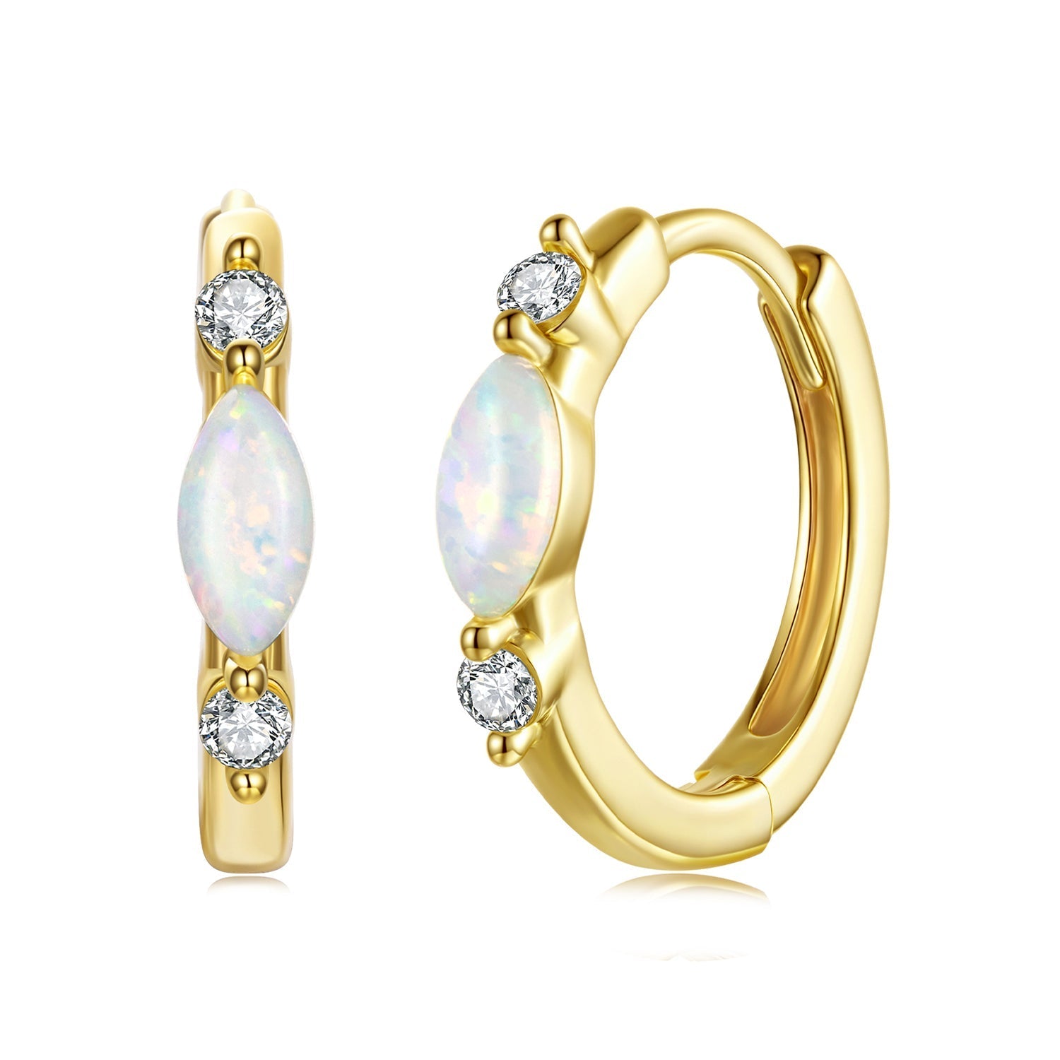 925 Sterling Silver Moissanite and Opal White Gold Plated Earrings for Women  DestGlow