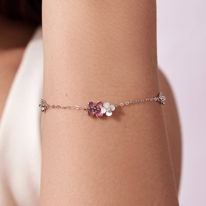 925 Sterling Silver Enamel Charm Bracelet with Pavé CZ, 15+6cm for Women  DestGlow