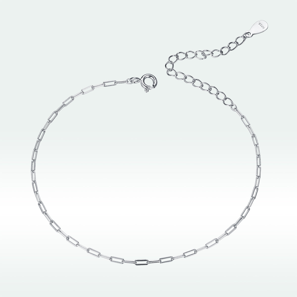 925 Sterling Silver &amp; Plated Platinum Bracelet - 17+5cm Length